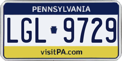 PA license plate LGL9729