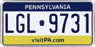 PA license plate LGL9731