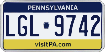 PA license plate LGL9742