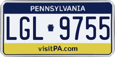 PA license plate LGL9755