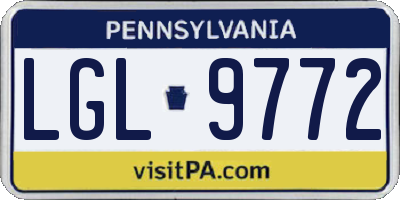 PA license plate LGL9772