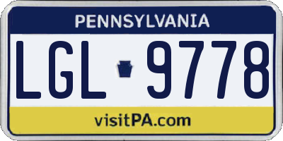 PA license plate LGL9778