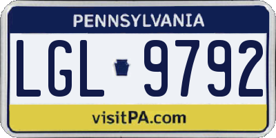 PA license plate LGL9792