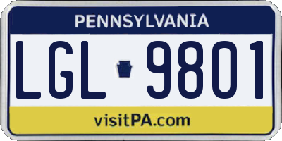 PA license plate LGL9801