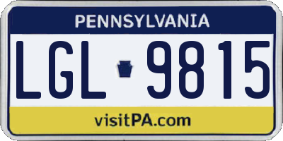 PA license plate LGL9815