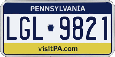 PA license plate LGL9821