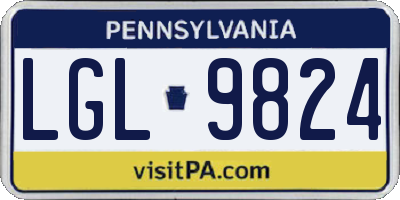 PA license plate LGL9824