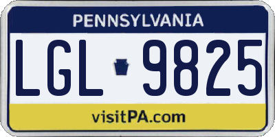 PA license plate LGL9825