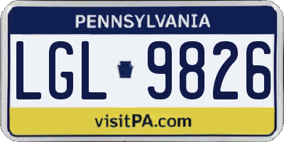 PA license plate LGL9826