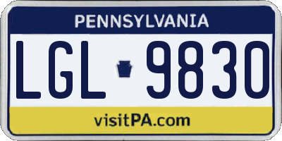 PA license plate LGL9830