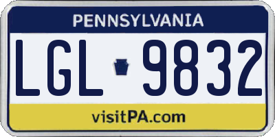 PA license plate LGL9832