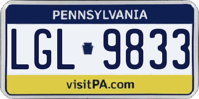 PA license plate LGL9833