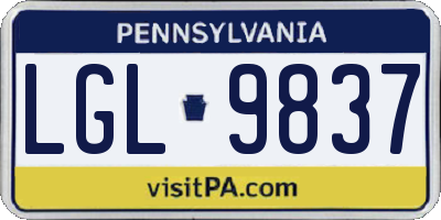 PA license plate LGL9837