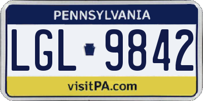 PA license plate LGL9842