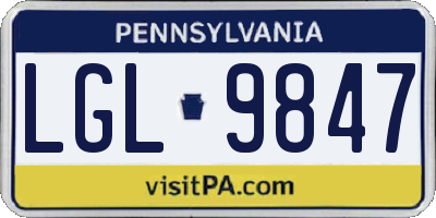 PA license plate LGL9847
