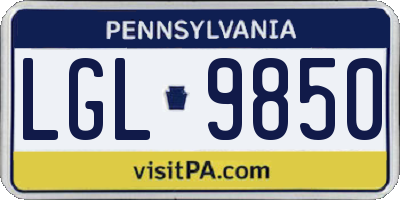 PA license plate LGL9850