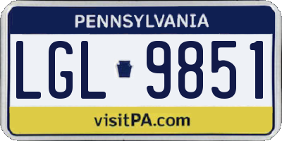 PA license plate LGL9851