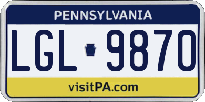 PA license plate LGL9870