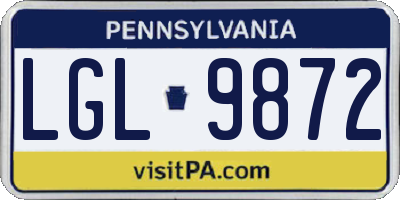 PA license plate LGL9872
