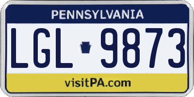 PA license plate LGL9873