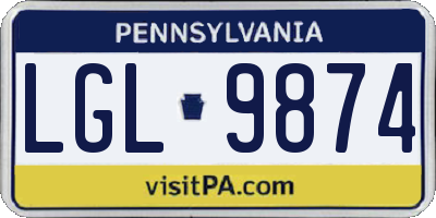 PA license plate LGL9874