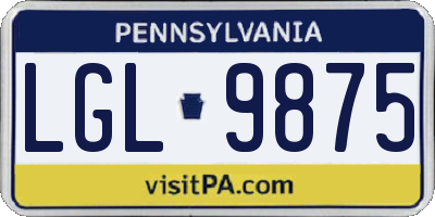 PA license plate LGL9875