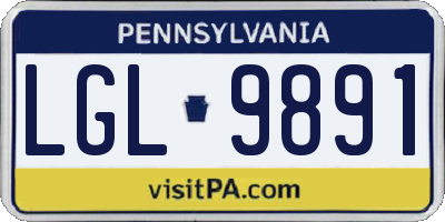 PA license plate LGL9891