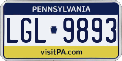 PA license plate LGL9893
