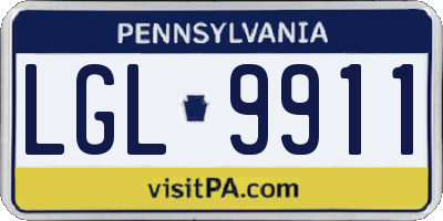 PA license plate LGL9911