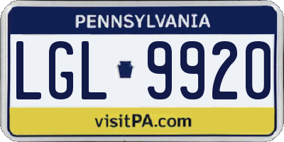 PA license plate LGL9920
