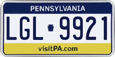 PA license plate LGL9921