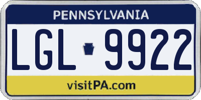 PA license plate LGL9922