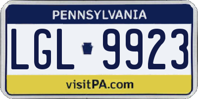 PA license plate LGL9923