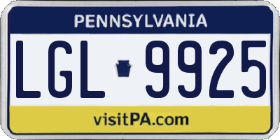 PA license plate LGL9925