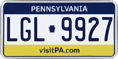 PA license plate LGL9927