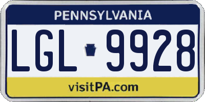PA license plate LGL9928