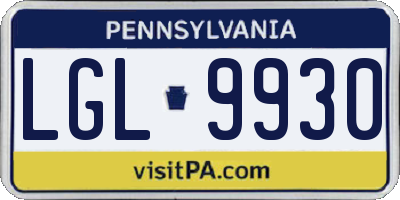 PA license plate LGL9930