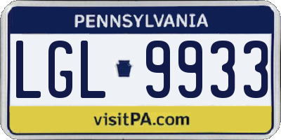 PA license plate LGL9933