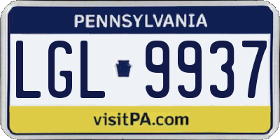 PA license plate LGL9937
