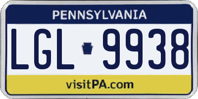 PA license plate LGL9938
