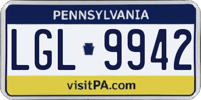 PA license plate LGL9942