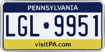 PA license plate LGL9951