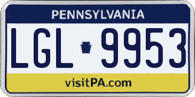 PA license plate LGL9953