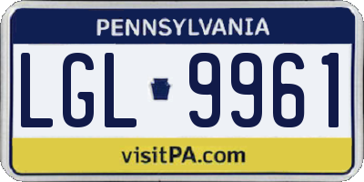 PA license plate LGL9961