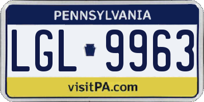 PA license plate LGL9963