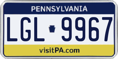 PA license plate LGL9967
