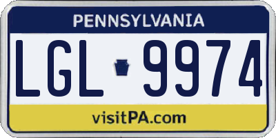 PA license plate LGL9974