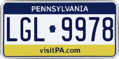 PA license plate LGL9978