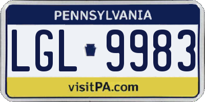 PA license plate LGL9983