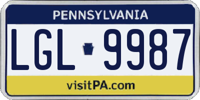 PA license plate LGL9987